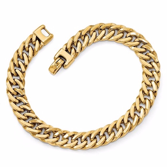 Hand Made 14K Yellow Gold Cuban Link 9mm Bracelet